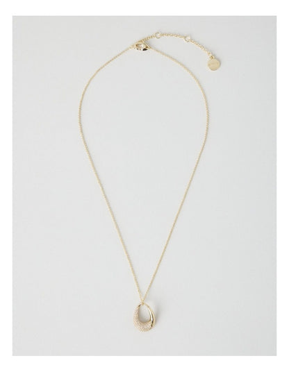 Gold Twisted Diamante Pendant Necklace
