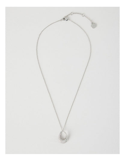 Silver Twisted Diamante Pendant Necklace