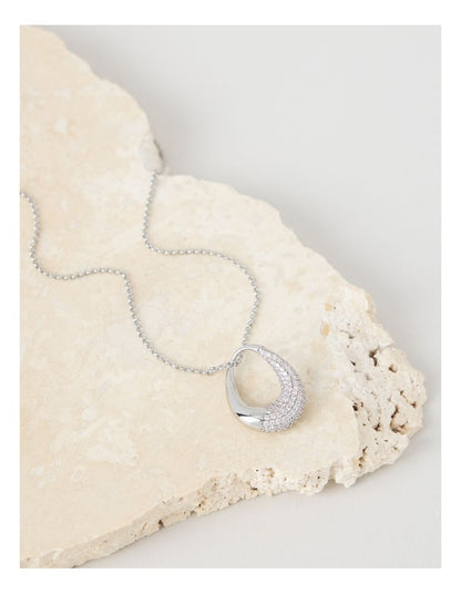 Silver Twisted Diamante Pendant Necklace