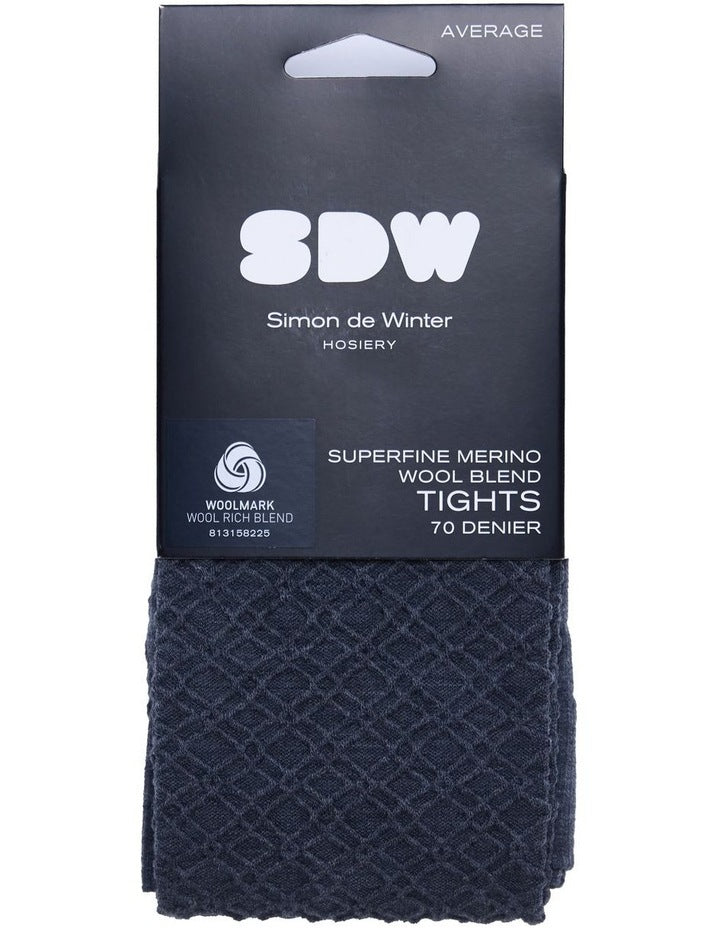 Superfine Merino Wool Tights Honeycomb 1 Pack in Charcoal