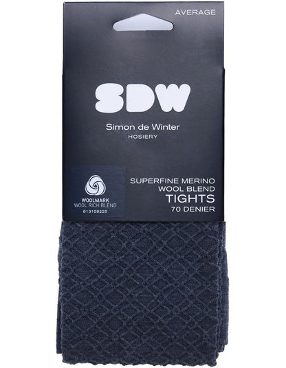 Superfine Merino Wool Tights Honeycomb 1 Pack in Charcoal