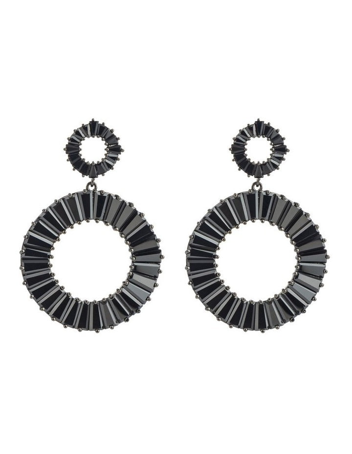 Circle Drop Earrings GJEC065M in Black