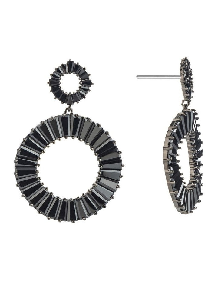 Circle Drop Earrings GJEC065M in Black