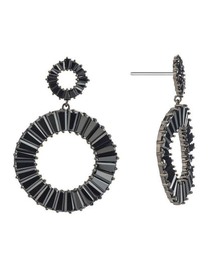 Circle Drop Earrings GJEC065M in Black