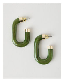Forest Resin Hoop Earrings in Green