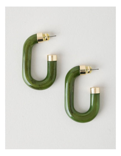 Forest Resin Hoop Earrings in Green