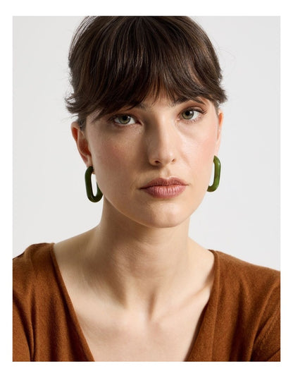 Forest Resin Hoop Earrings in Green