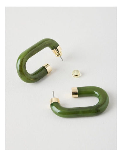 Forest Resin Hoop Earrings in Green
