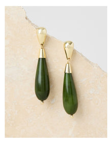 Forest Resin Drop Earrings in Green