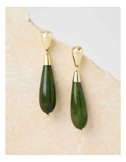 Forest Resin Drop Earrings in Green