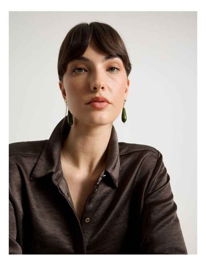 Forest Resin Drop Earrings in Green