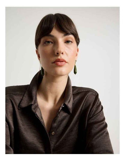 Forest Resin Drop Earrings in Green