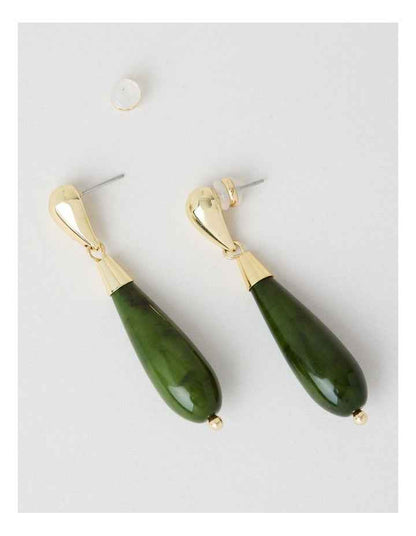 Forest Resin Drop Earrings in Green
