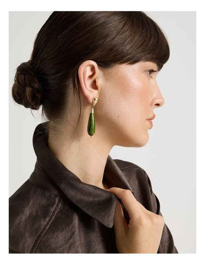 Forest Resin Drop Earrings in Green