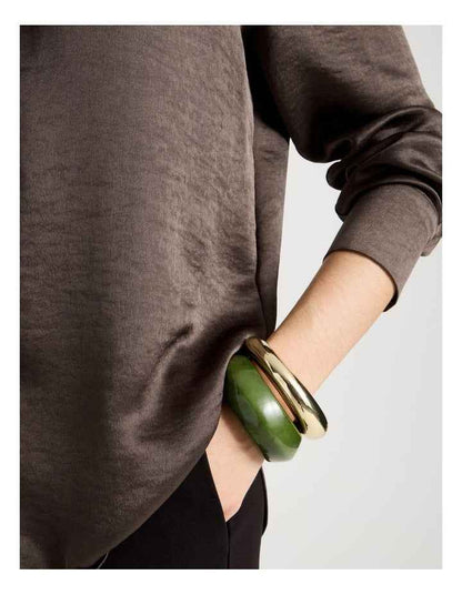 Gold and Resin Bangles in Forest 2 Pack