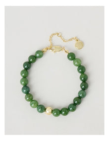 Stone Beaded Bracelet in Forest and Gold