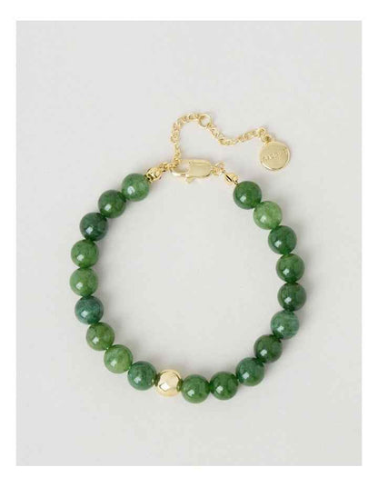 Stone Beaded Bracelet in Forest and Gold