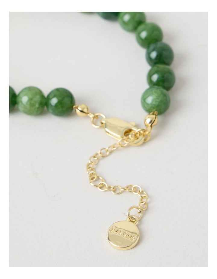 Stone Beaded Bracelet in Forest and Gold