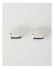 Curved Stud Earrings in Silver