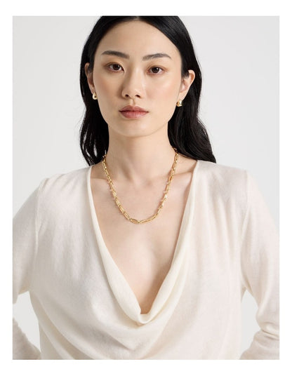 Oval Chain Link Necklace in Gold