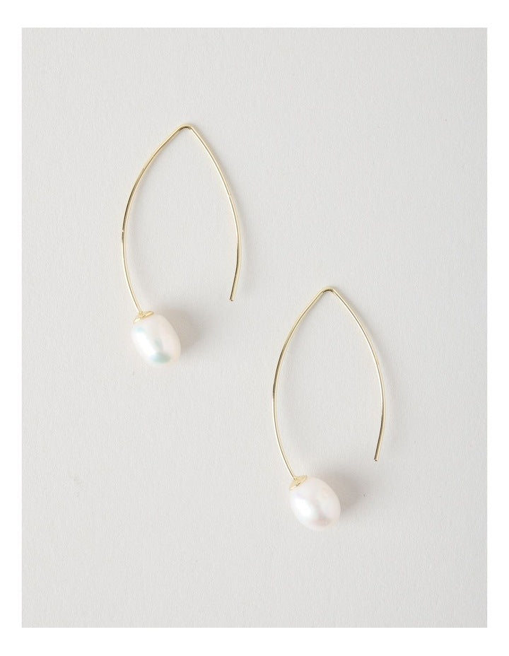 Gold and Pearl Hook Earrings