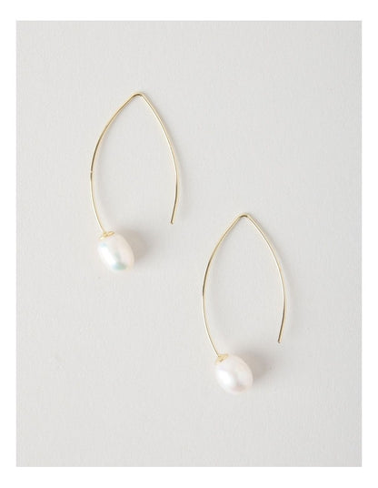 Gold and Pearl Hook Earrings