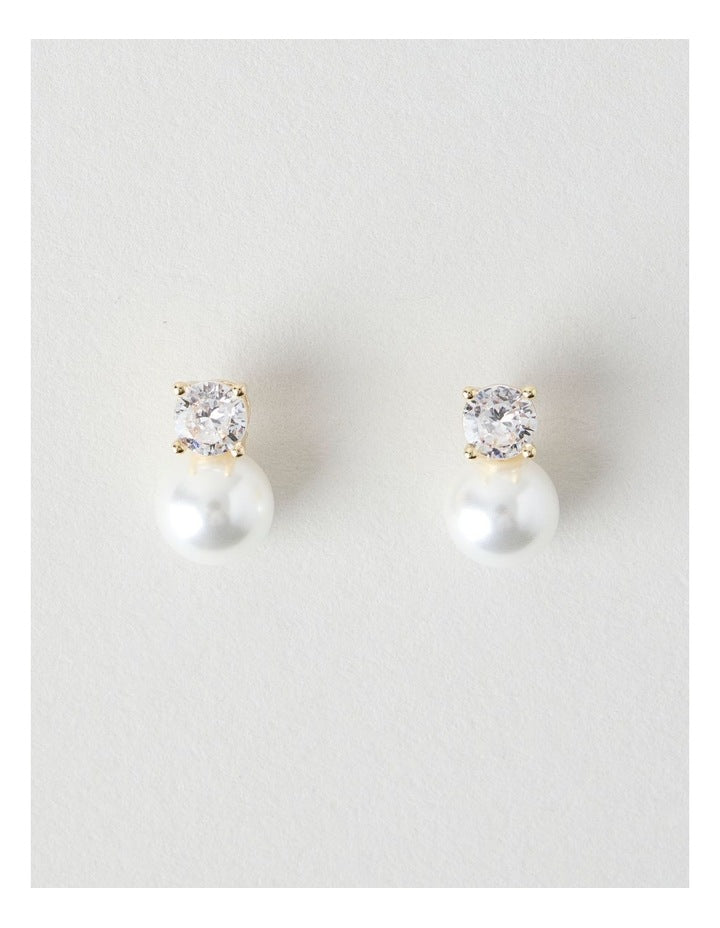 Pearl and Diamante Stud Earrings
