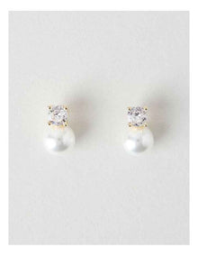 Pearl and Diamante Stud Earrings