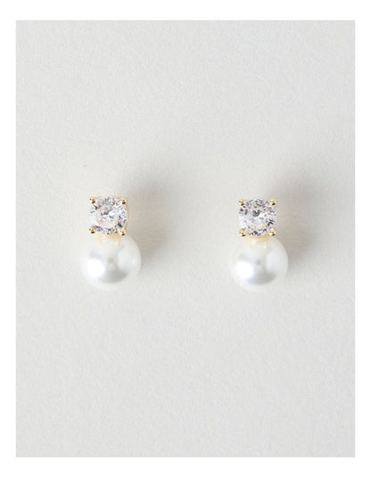 Pearl and Diamante Stud Earrings