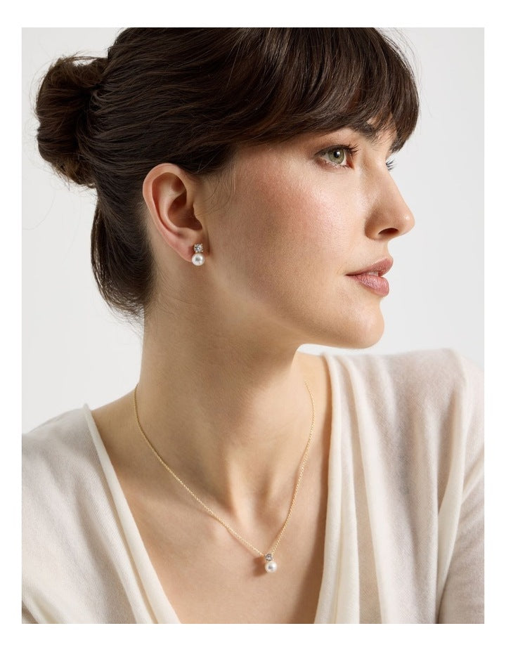 Pearl and Diamante Stud Earrings