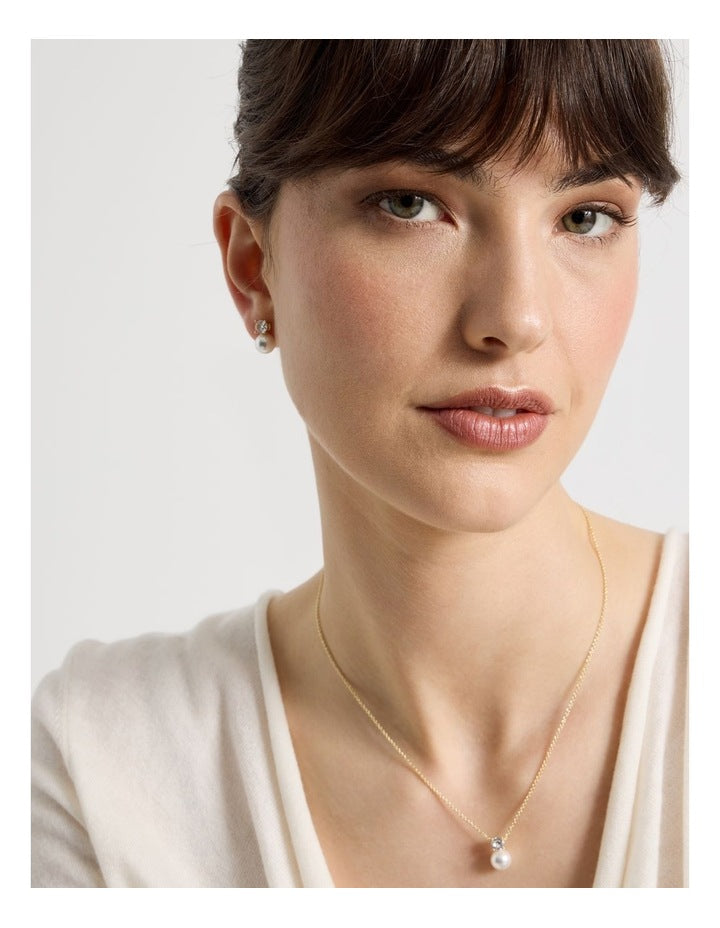 Pearl and Diamante Stud Earrings