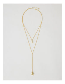 Tear Drop Lariat Necklace in Gold