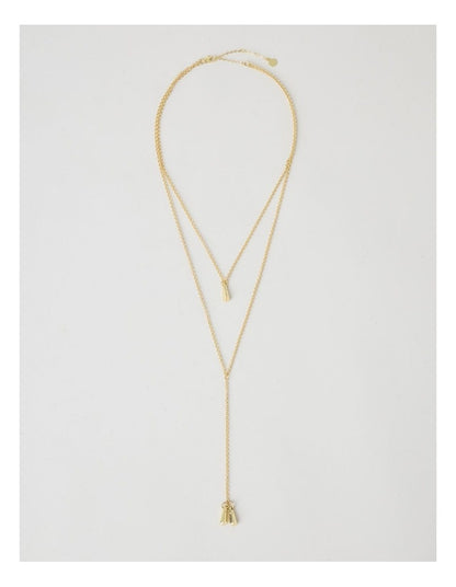 Tear Drop Lariat Necklace in Gold
