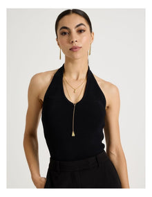Tear Drop Lariat Necklace in Gold