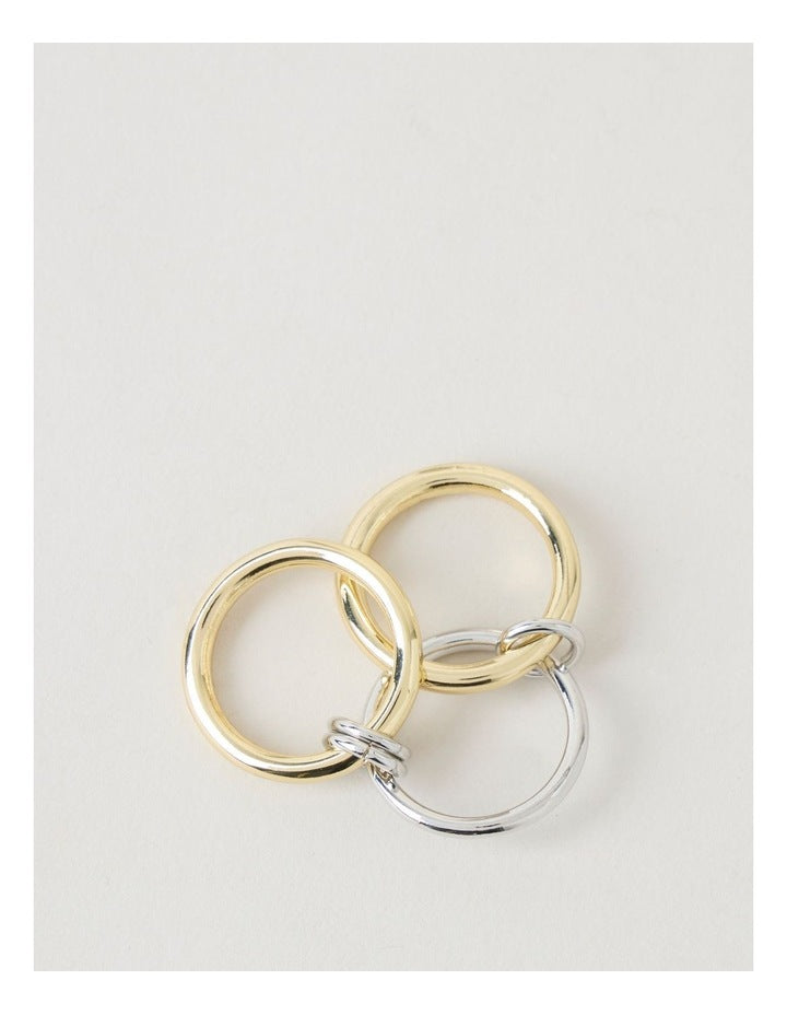 Two Tone Rings 3-Pack in Silver and Gold