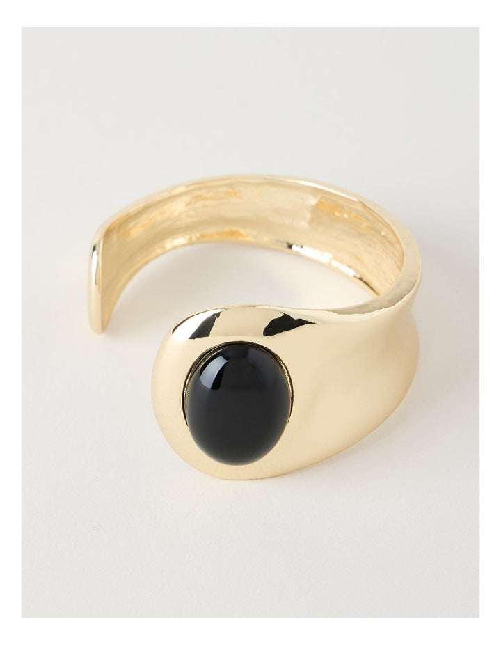 Gold-Toned Black Stone Cuff