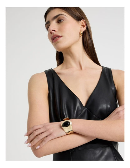 Gold-Toned Black Stone Cuff