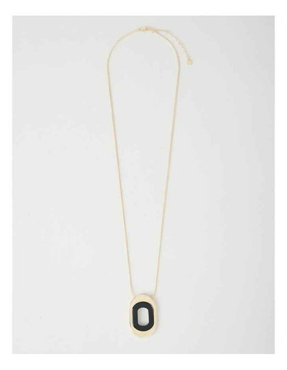 Black and Gold Cut Out Pendant Necklace