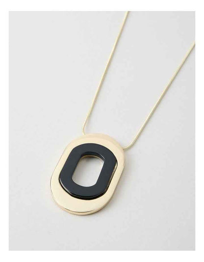 Black and Gold Cut Out Pendant Necklace