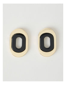 Black and Gold Cut Out Stud Earrings