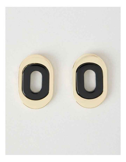 Black and Gold Cut Out Stud Earrings