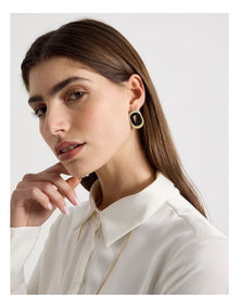 Black and Gold Cut Out Stud Earrings