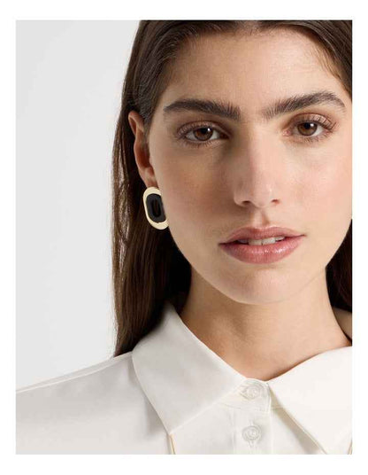 Black and Gold Cut Out Stud Earrings