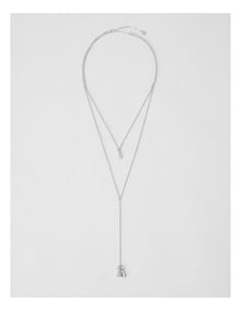 Tear Drop Lariat Necklace in Silver