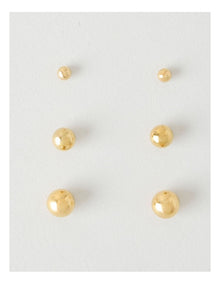 Waterproof Stud Earring Set in Gold