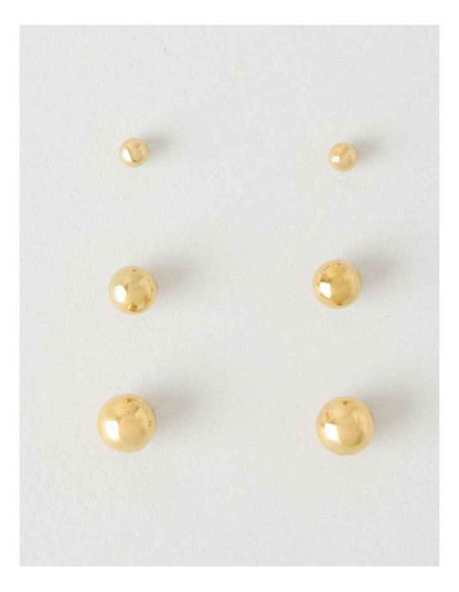 Waterproof Stud Earring Set in Gold