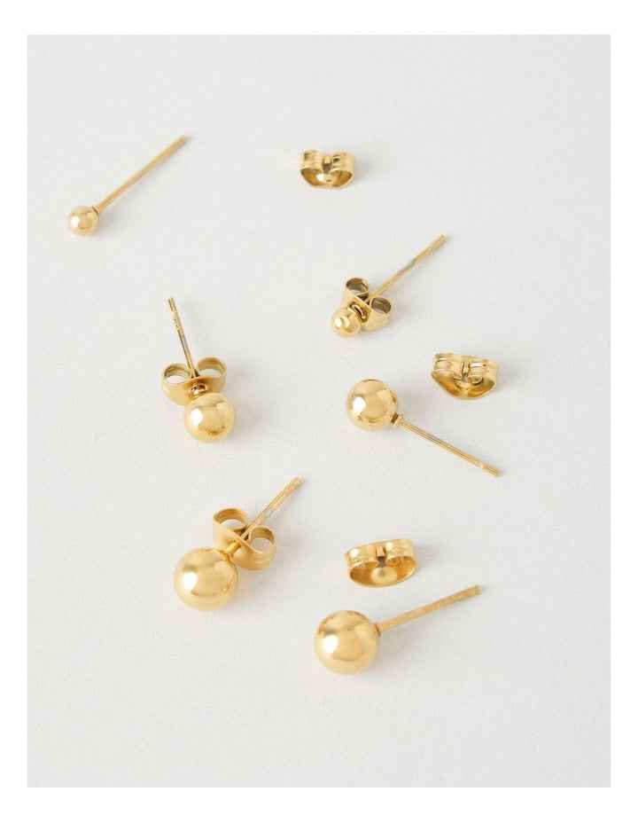 Waterproof Stud Earring Set in Gold