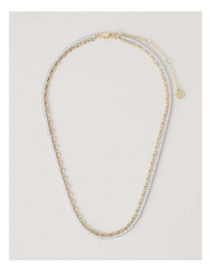 Diamante & Chain Two Tone Necklace