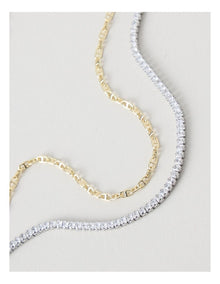 Diamante & Chain Two Tone Necklace