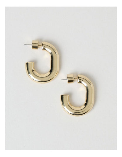 Waterproof Oval Shaped Hoops in Gold